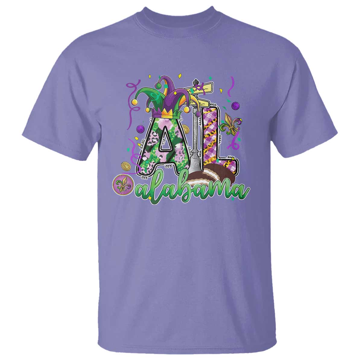 Funny Mardi Gras In Alabama AL T Shirt Moon Pie Jester Hat