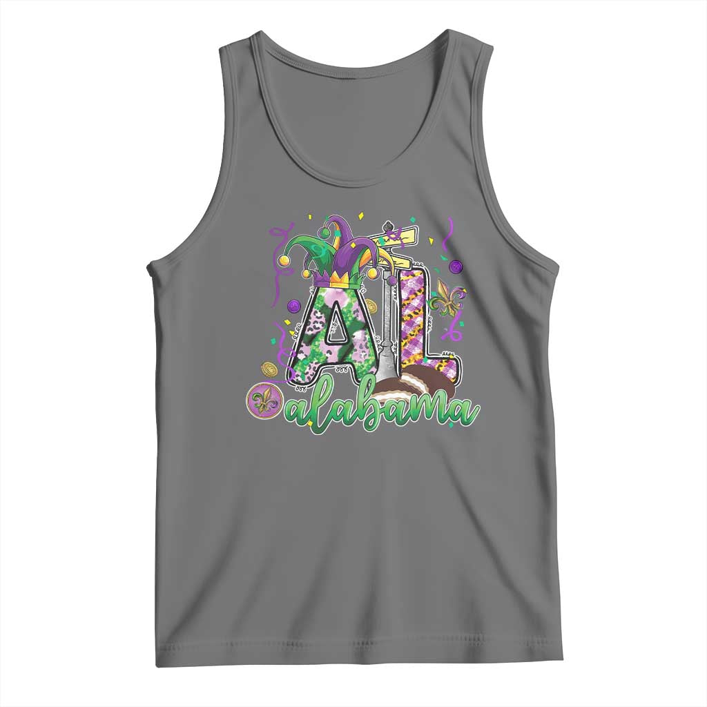 Funny Mardi Gras In Alabama AL Tank Top Moon Pie Jester Hat