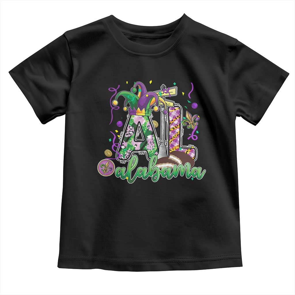 Funny Mardi Gras In Alabama AL Toddler T Shirt Moon Pie Jester Hat