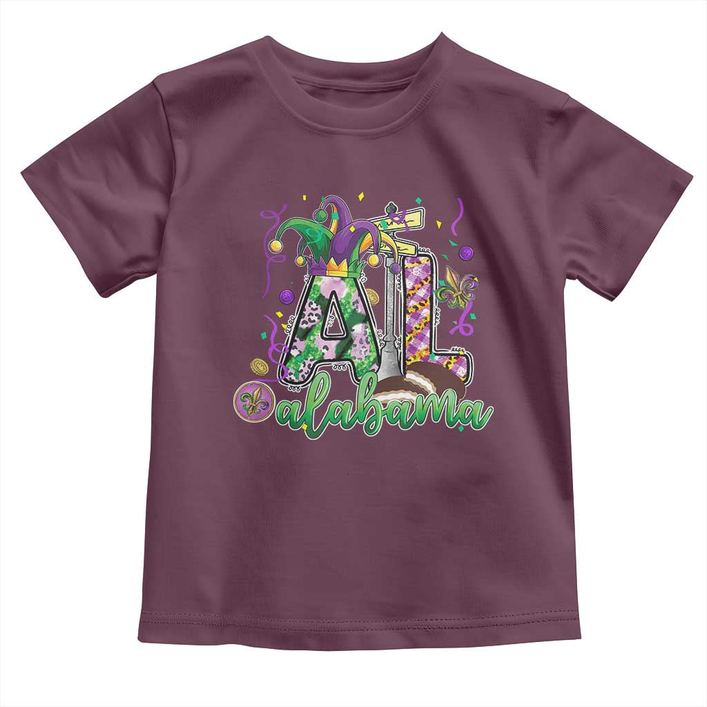 Funny Mardi Gras In Alabama AL Toddler T Shirt Moon Pie Jester Hat