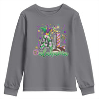 Funny Mardi Gras In Alabama AL Youth Sweatshirt Moon Pie Jester Hat