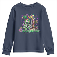 Funny Mardi Gras In Alabama AL Youth Sweatshirt Moon Pie Jester Hat