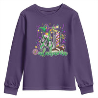 Funny Mardi Gras In Alabama AL Youth Sweatshirt Moon Pie Jester Hat