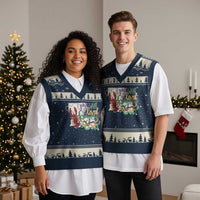 Funny Mardi Gras Louisiana V-Neck Knit Sweater Vest I Just Want To Be Loved Bayou Crawfish Beads