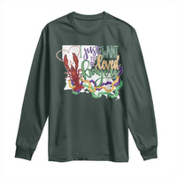 Funny Mardi Gras Louisiana Long Sleeve Shirt I Just Want To Be Loved Bayou Crawfish Beads
