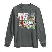 Funny Mardi Gras Louisiana Long Sleeve Shirt I Just Want To Be Loved Bayou Crawfish Beads
