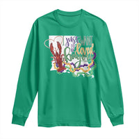 Funny Mardi Gras Louisiana Long Sleeve Shirt I Just Want To Be Loved Bayou Crawfish Beads