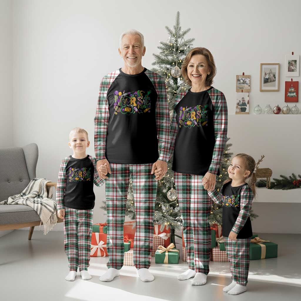 Funny Mardi Gras Nurse Krewe Healthcare Plaid Pajama Set