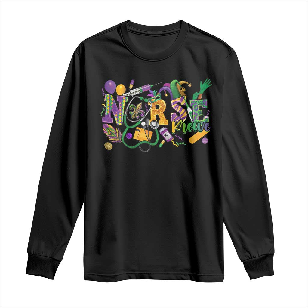 Funny Mardi Gras Nurse Krewe Healthcare Long Sleeve Shirt