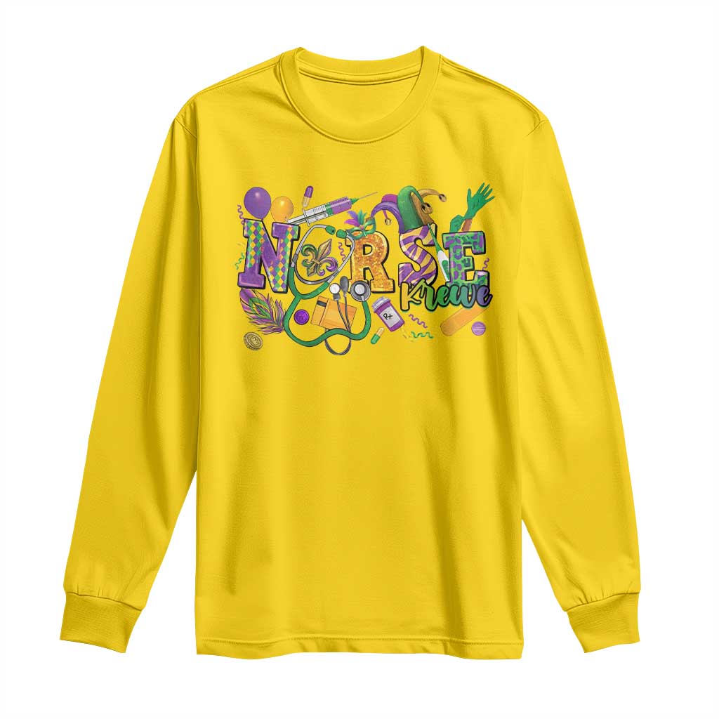Funny Mardi Gras Nurse Krewe Healthcare Long Sleeve Shirt