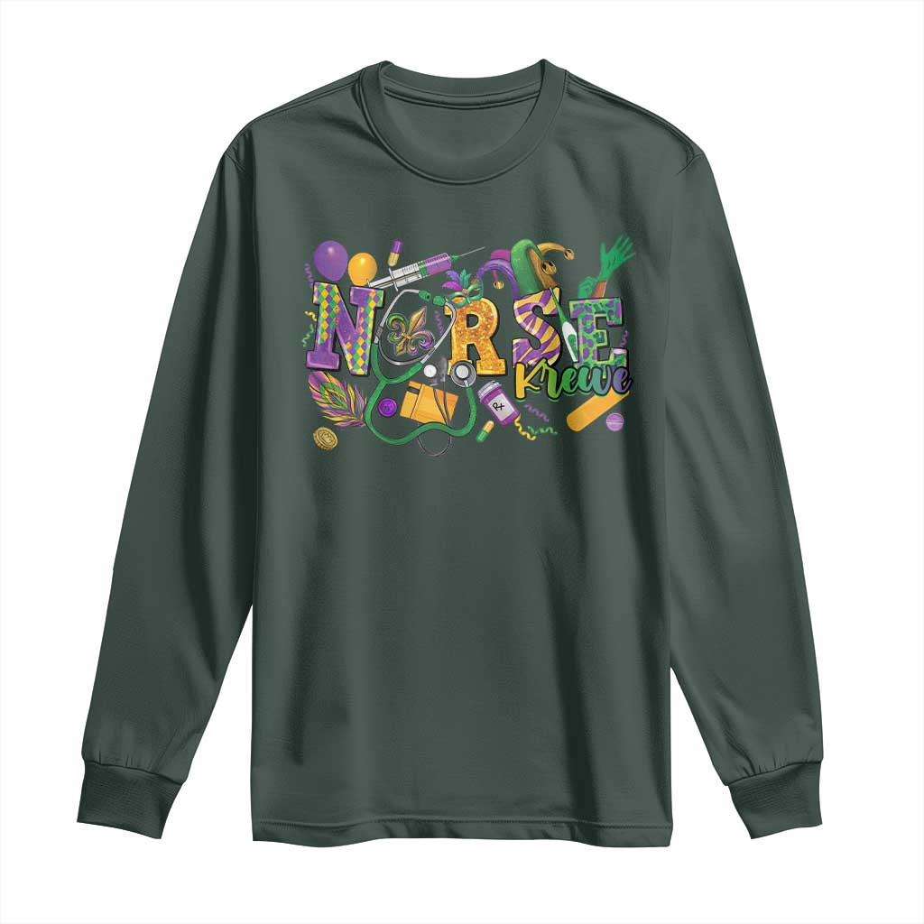 Funny Mardi Gras Nurse Krewe Healthcare Long Sleeve Shirt