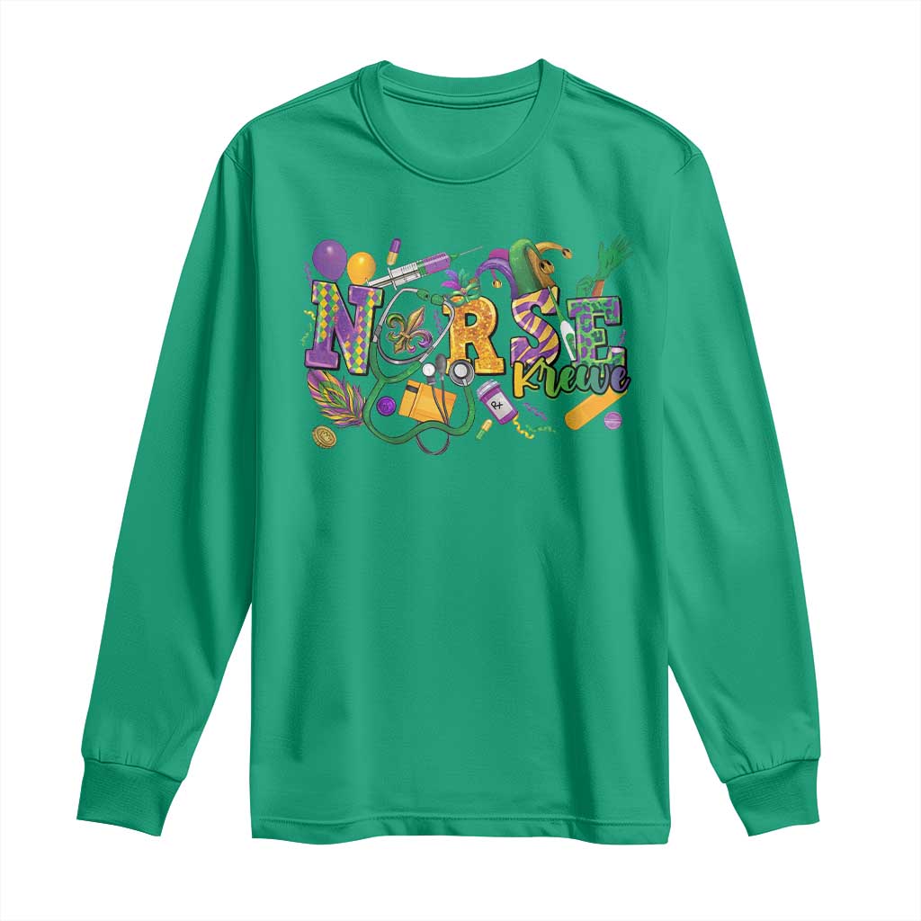 Funny Mardi Gras Nurse Krewe Healthcare Long Sleeve Shirt