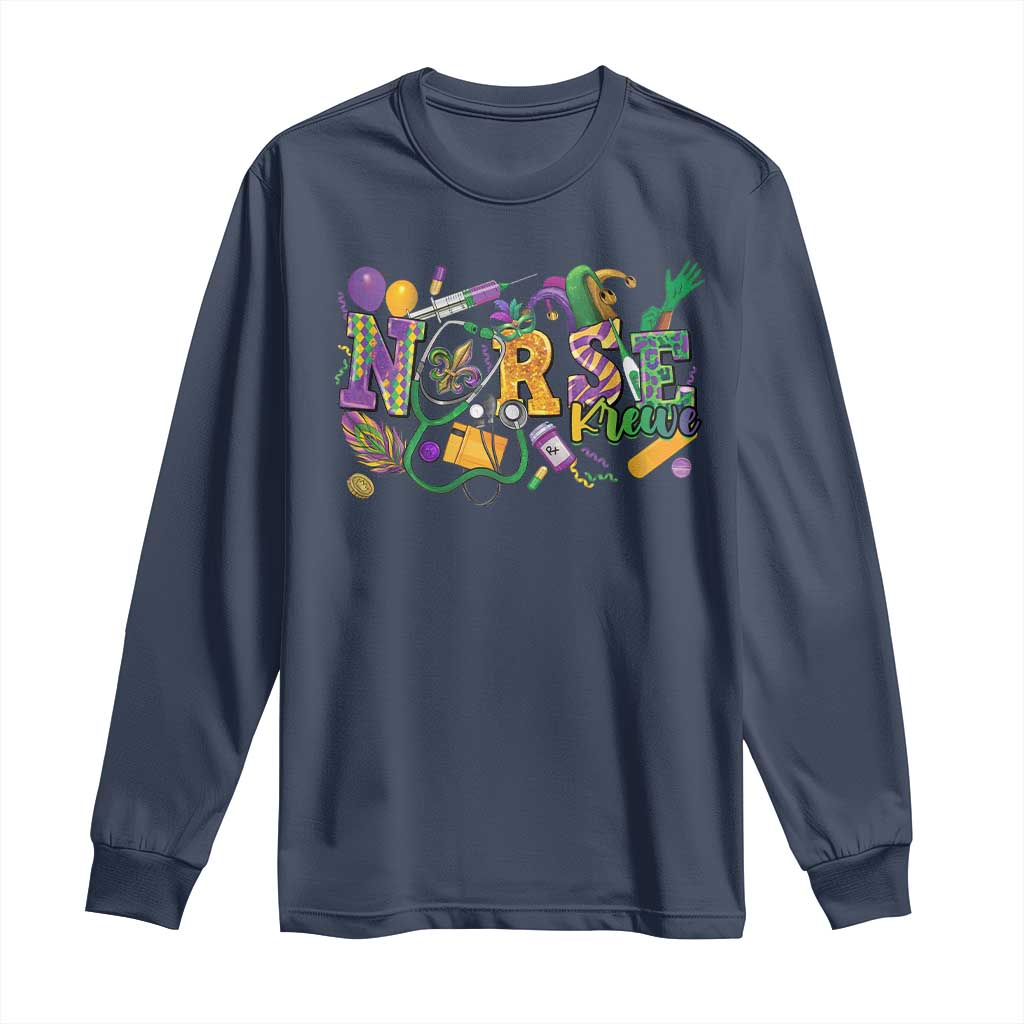 Funny Mardi Gras Nurse Krewe Healthcare Long Sleeve Shirt