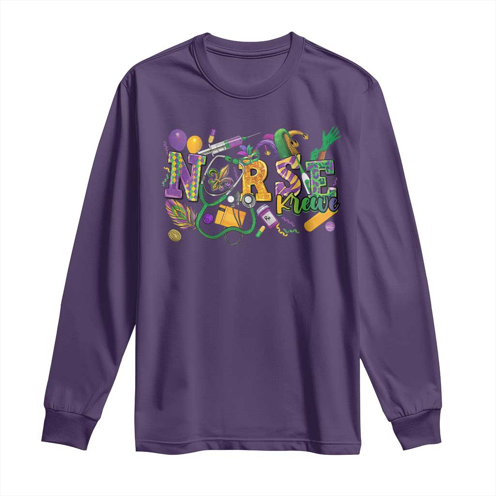 Funny Mardi Gras Nurse Krewe Healthcare Long Sleeve Shirt