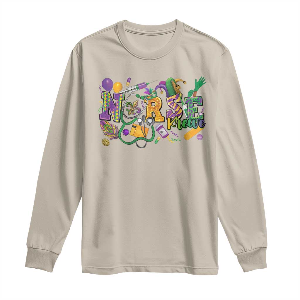 Funny Mardi Gras Nurse Krewe Healthcare Long Sleeve Shirt