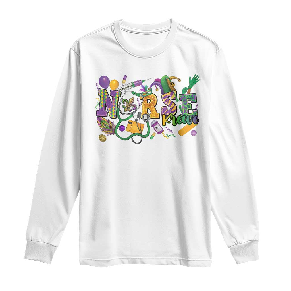 Funny Mardi Gras Nurse Krewe Healthcare Long Sleeve Shirt