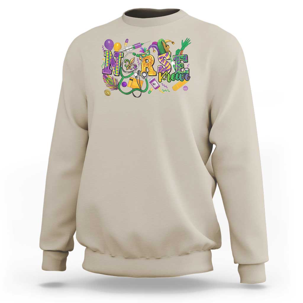 Funny Mardi Gras Nurse Krewe Healthcare Sweatshirt