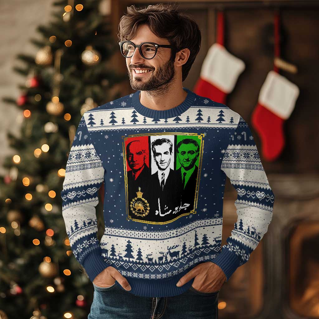Pahlavi Kings of Iran Ugly Christmas Sweater Javid Shah Long live the King
