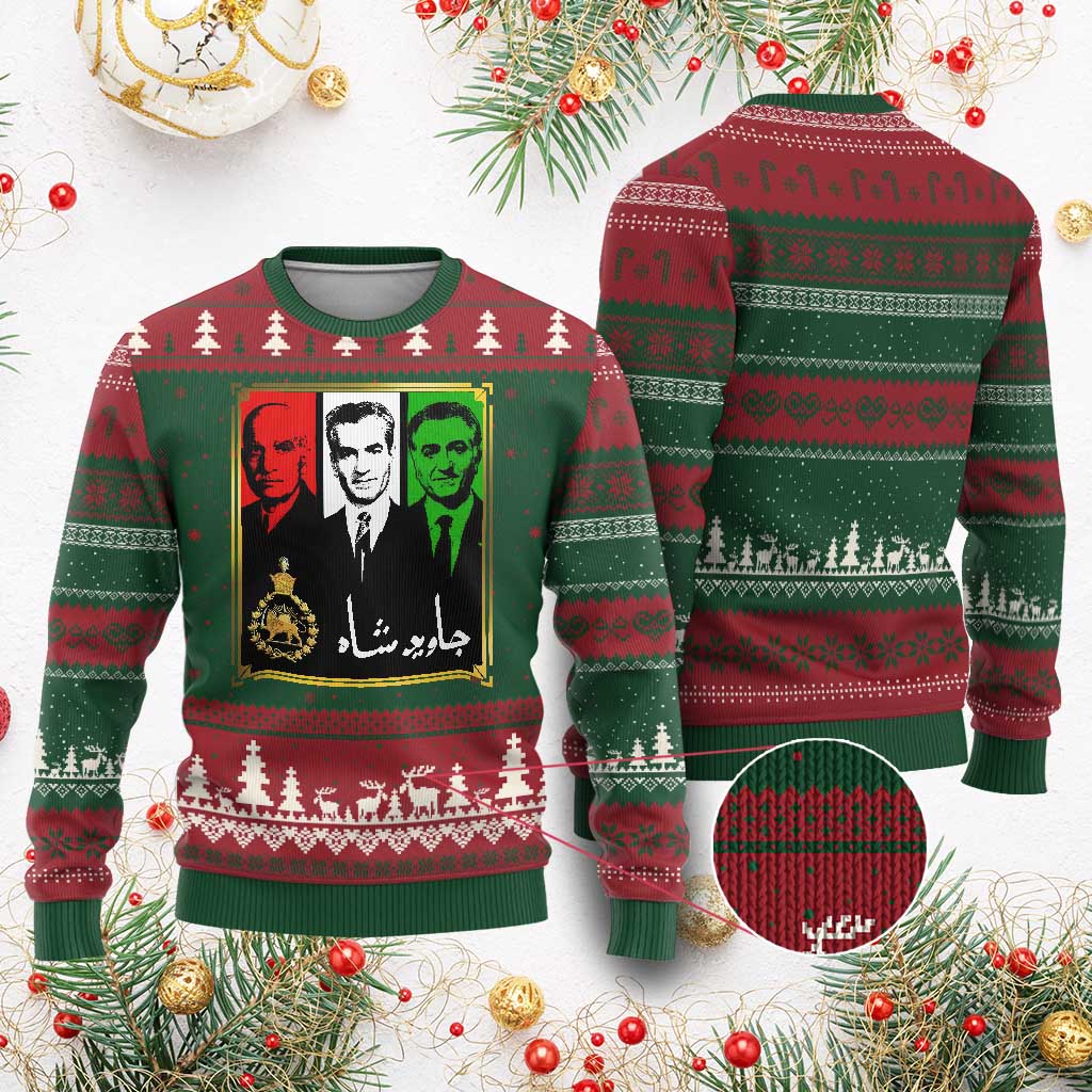 Pahlavi Kings of Iran Ugly Christmas Sweater Javid Shah Long live the King
