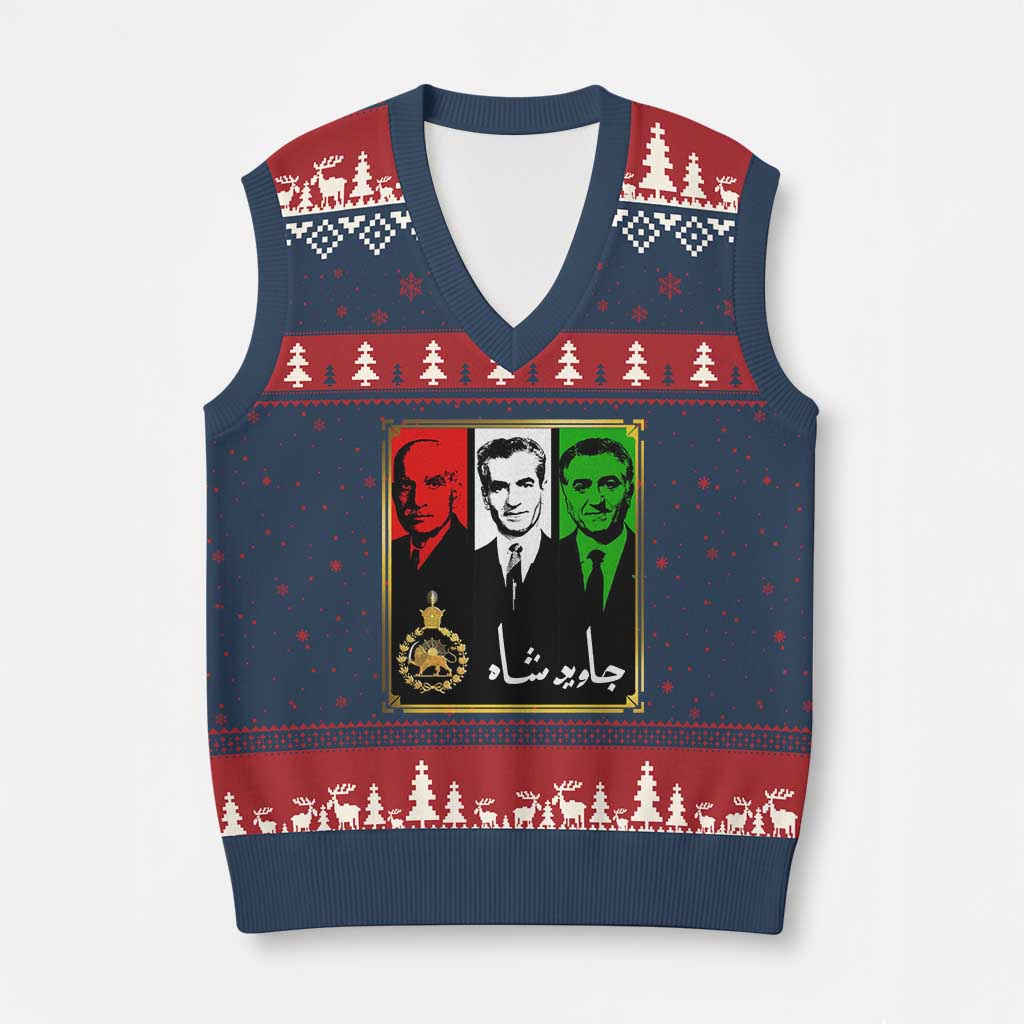 Pahlavi Kings of Iran V-Neck Knit Sweater Vest Javid Shah Long live the King