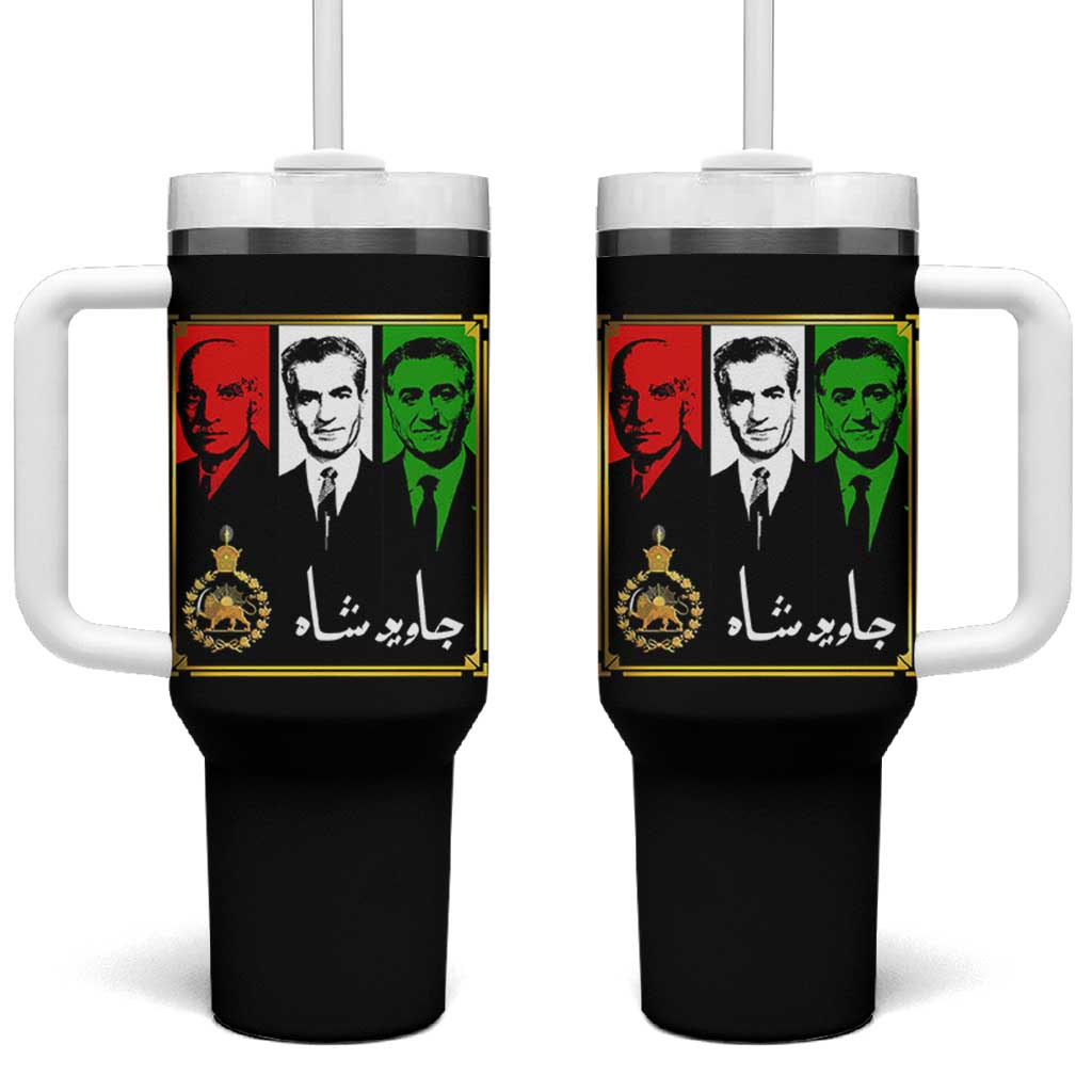 Pahlavi Kings of Iran Tumbler With Handle Javid Shah Long live the King