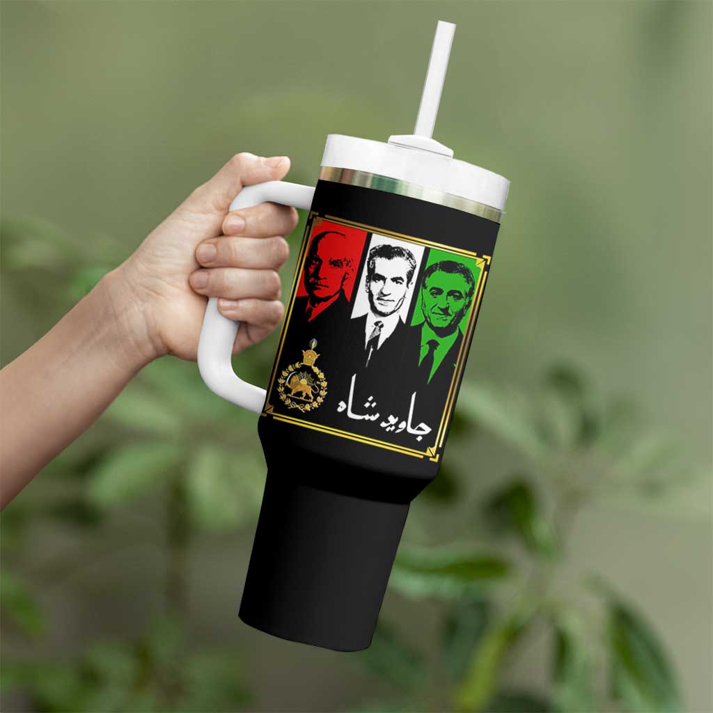 Pahlavi Kings of Iran Tumbler With Handle Javid Shah Long live the King