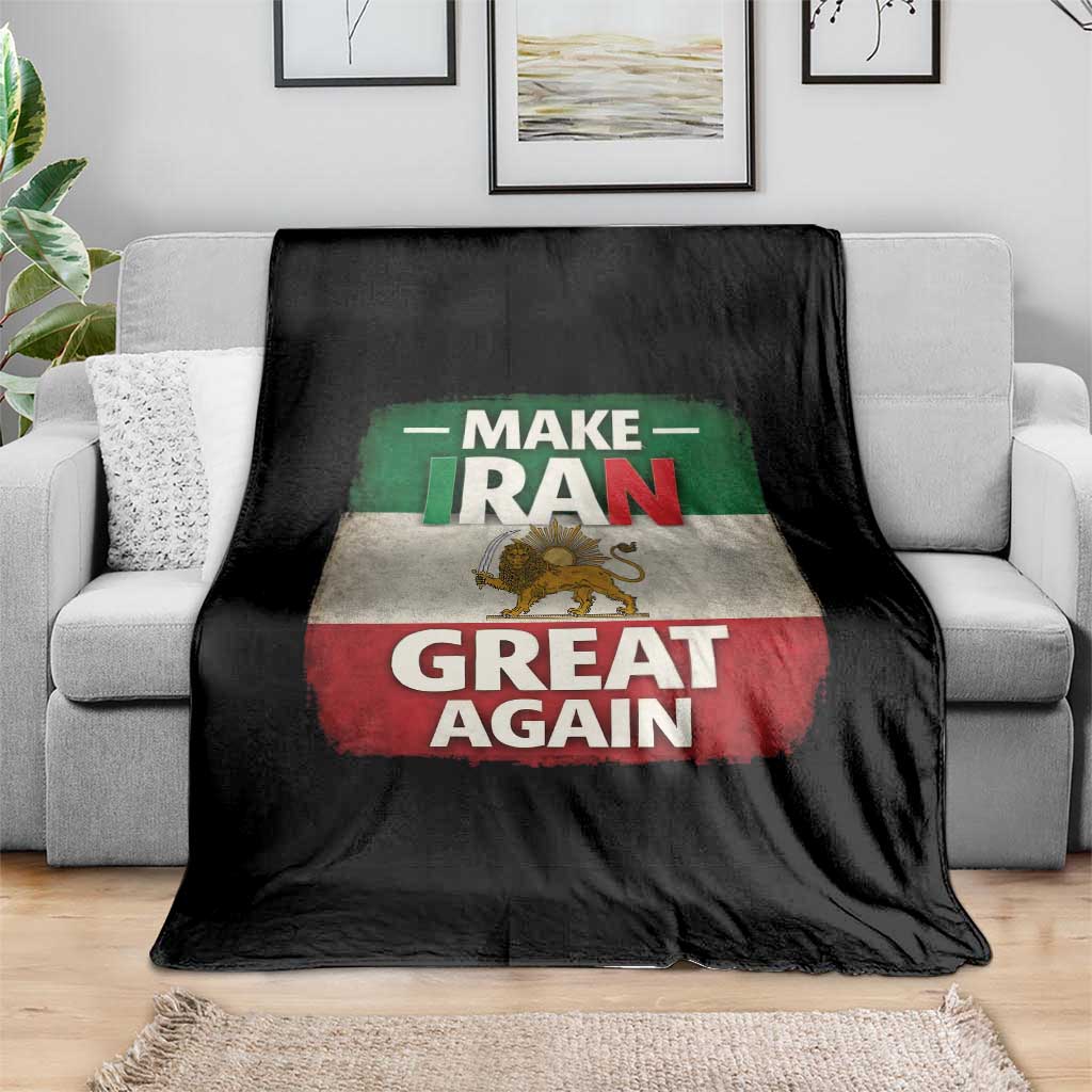 Make Iran Great Again Throw Blanket MIGA Vintage Persian Lion Flag
