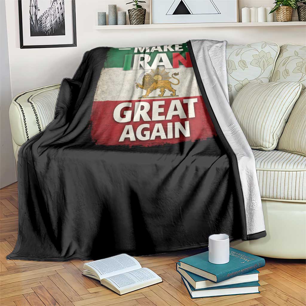 Make Iran Great Again Throw Blanket MIGA Vintage Persian Lion Flag