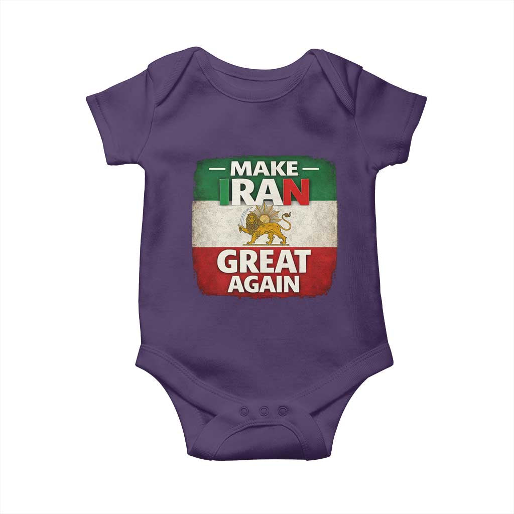 Make Iran Great Again Baby Onesie MIGA Vintage Persian Lion Flag