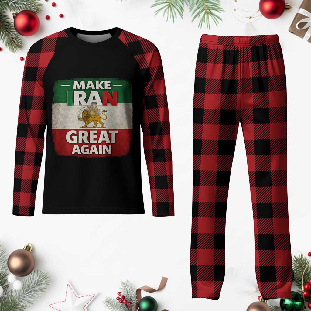 Make Iran Great Again Plaid Pajama Set MIGA Vintage Persian Lion Flag
