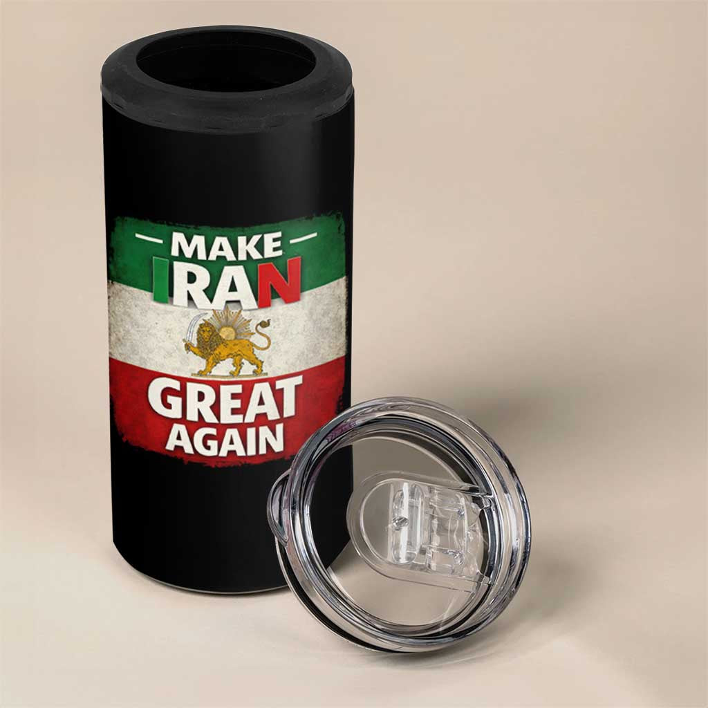 Make Iran Great Again 4 in 1 Can Cooler Tumbler MIGA Vintage Persian Lion Flag