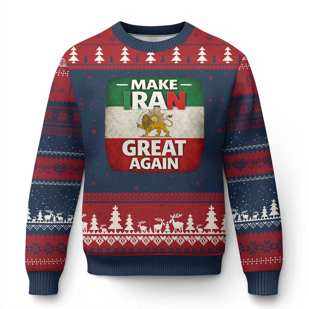 Make Iran Great Again Ugly Christmas Sweater MIGA Vintage Persian Lion Flag