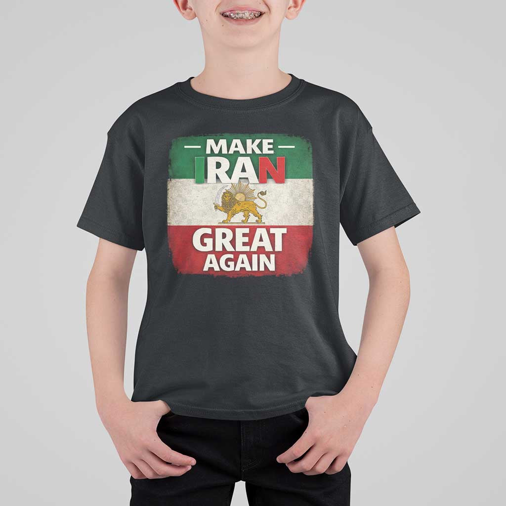 Make Iran Great Again T Shirt For Kid MIGA Vintage Persian Lion Flag