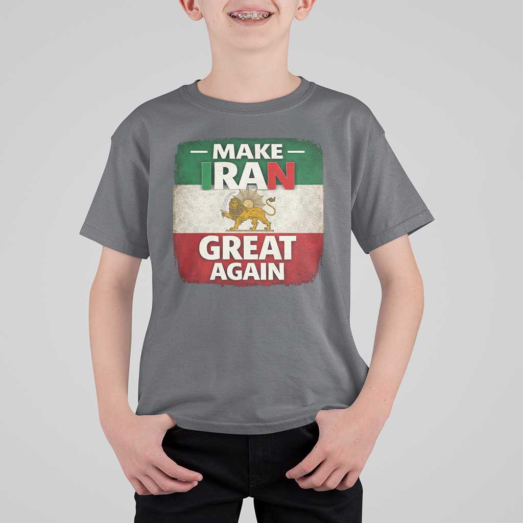 Make Iran Great Again T Shirt For Kid MIGA Vintage Persian Lion Flag