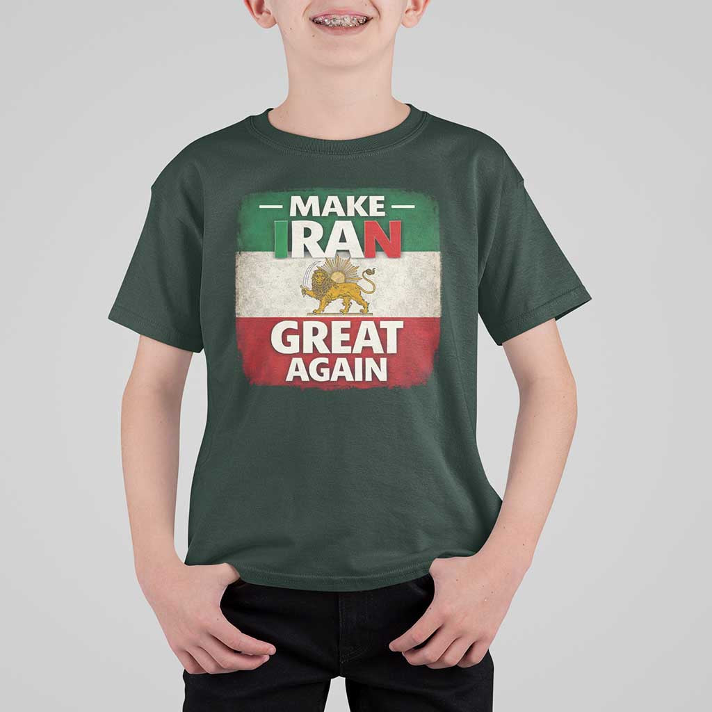 Make Iran Great Again T Shirt For Kid MIGA Vintage Persian Lion Flag
