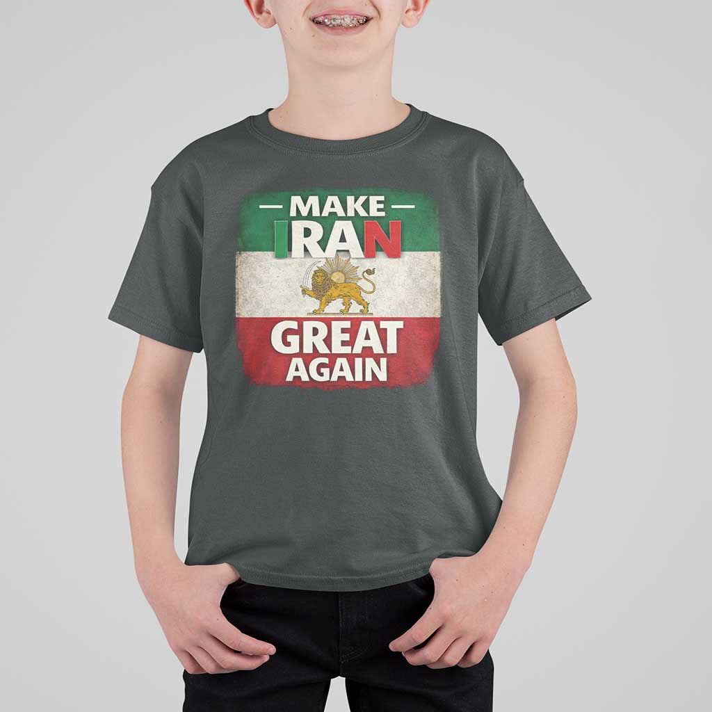 Make Iran Great Again T Shirt For Kid MIGA Vintage Persian Lion Flag