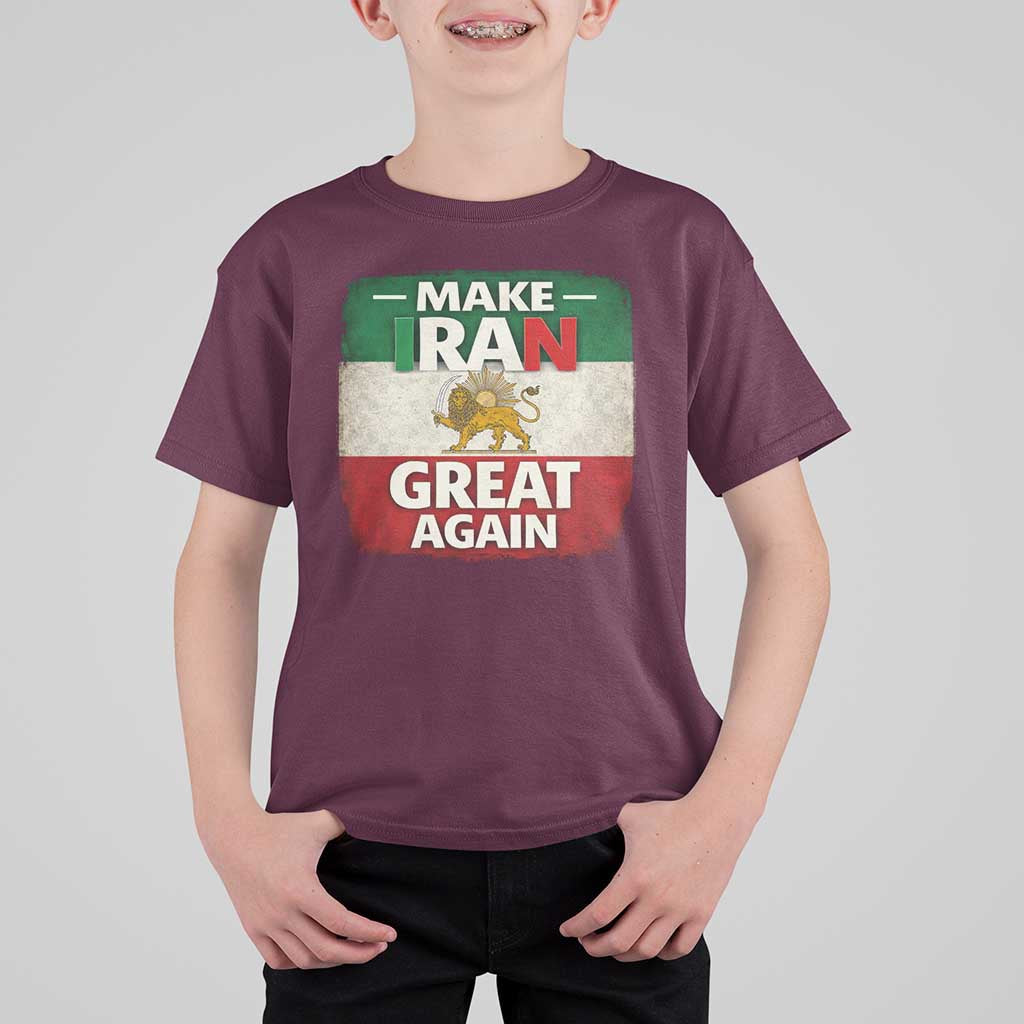 Make Iran Great Again T Shirt For Kid MIGA Vintage Persian Lion Flag