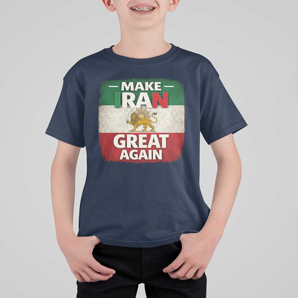 Make Iran Great Again T Shirt For Kid MIGA Vintage Persian Lion Flag