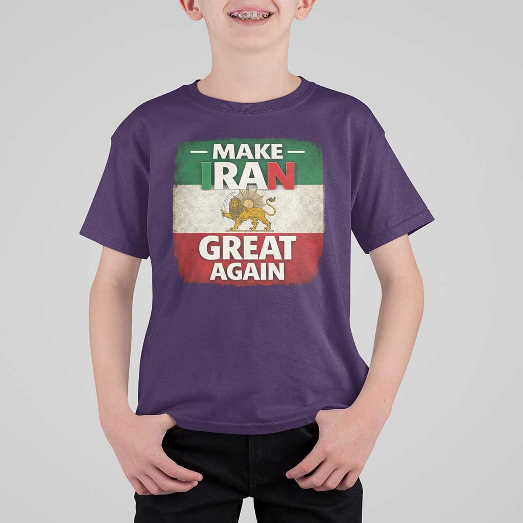 Make Iran Great Again T Shirt For Kid MIGA Vintage Persian Lion Flag