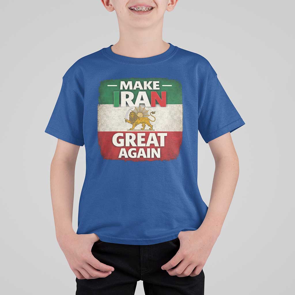 Make Iran Great Again T Shirt For Kid MIGA Vintage Persian Lion Flag