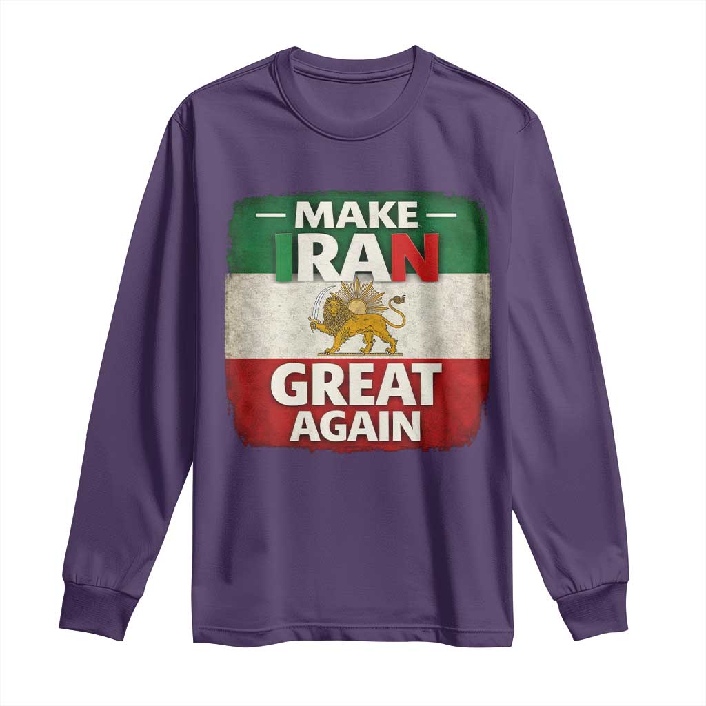 Make Iran Great Again Long Sleeve Shirt MIGA Vintage Persian Lion Flag