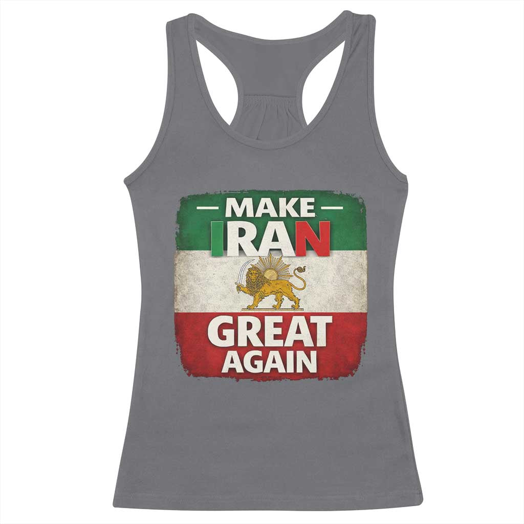 Make Iran Great Again Racerback Tank Top MIGA Vintage Persian Lion Flag