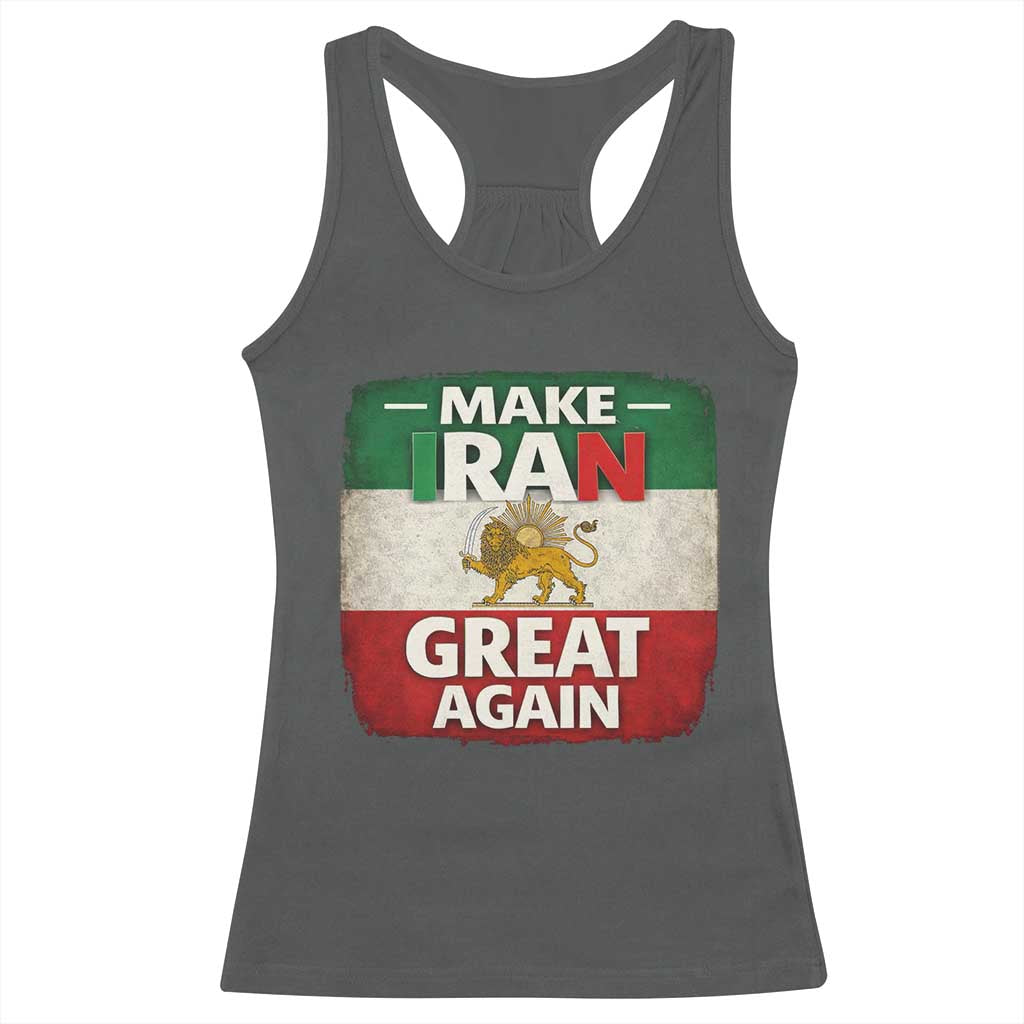 Make Iran Great Again Racerback Tank Top MIGA Vintage Persian Lion Flag