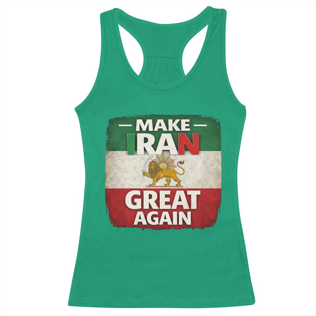 Make Iran Great Again Racerback Tank Top MIGA Vintage Persian Lion Flag