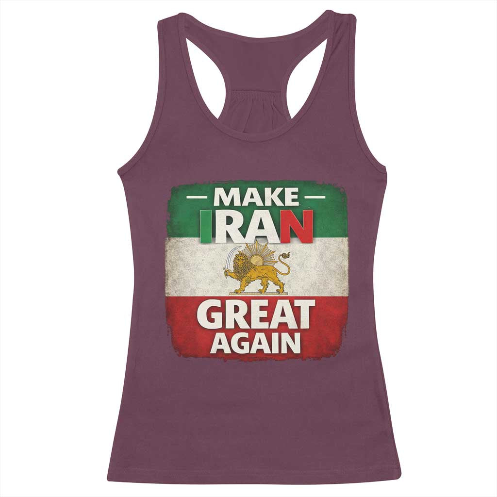 Make Iran Great Again Racerback Tank Top MIGA Vintage Persian Lion Flag