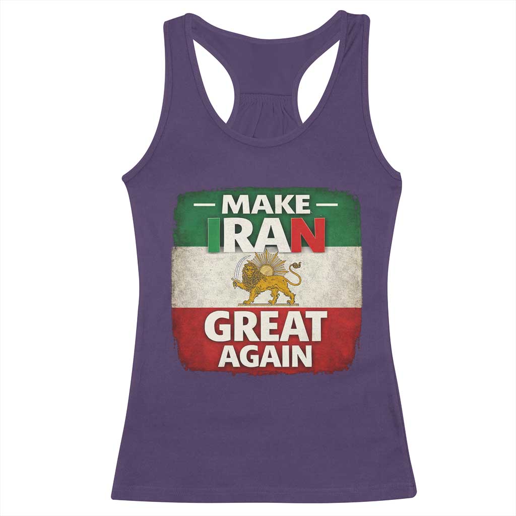 Make Iran Great Again Racerback Tank Top MIGA Vintage Persian Lion Flag