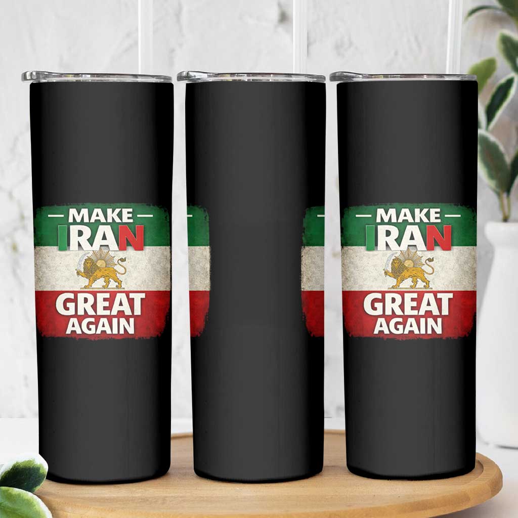 Make Iran Great Again Skinny Tumbler MIGA Vintage Persian Lion Flag