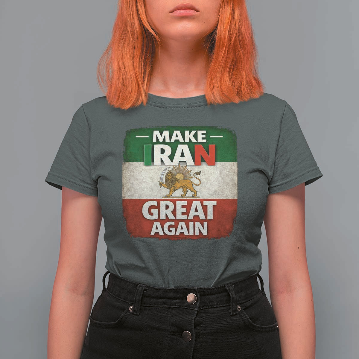 Make Iran Great Again T Shirt For Women MIGA Vintage Persian Lion Flag
