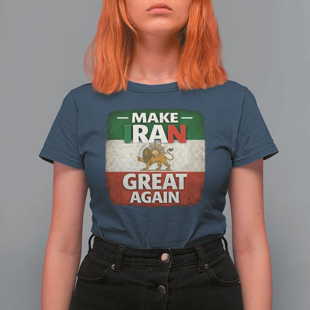 Make Iran Great Again T Shirt For Women MIGA Vintage Persian Lion Flag