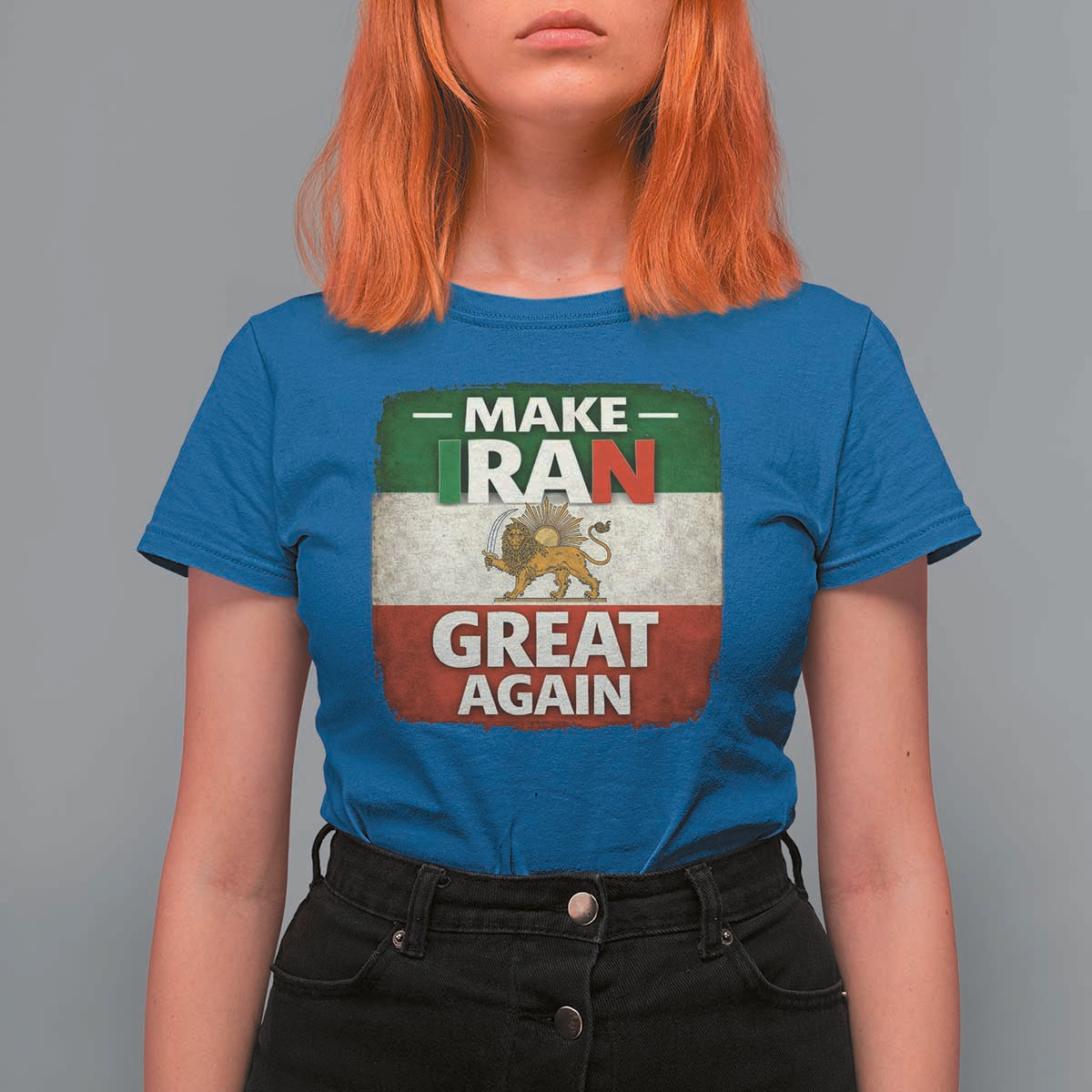 Make Iran Great Again T Shirt For Women MIGA Vintage Persian Lion Flag